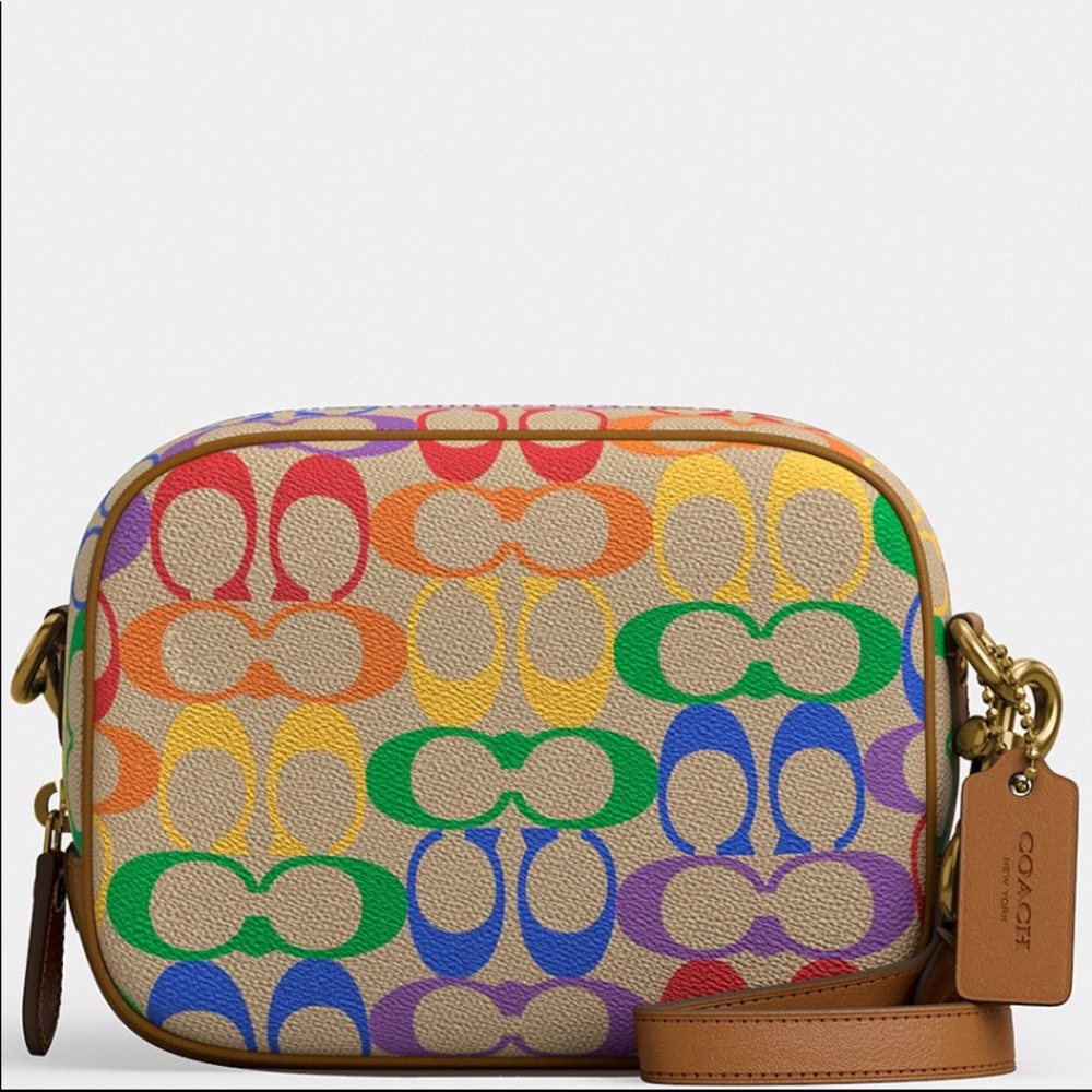 COACH Signature Rainbow Camera Crossbody Bag